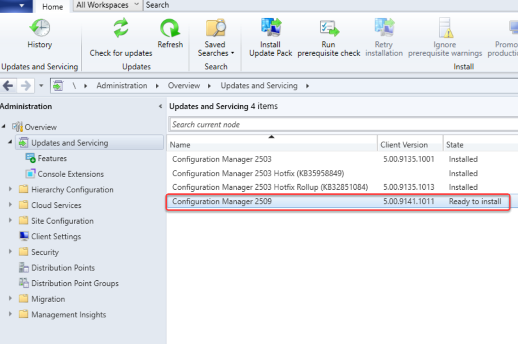 SCCM 2509 Update Globally Available
